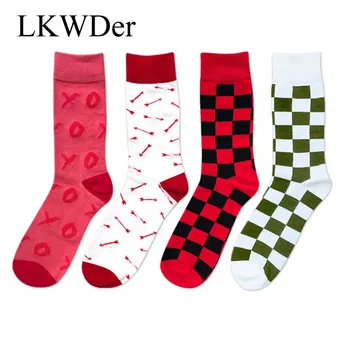 LKWDer, 4 para muških čarapa, velike dimenzije 44,45,46, duge čarape, Happy Socks, Modni Svakodnevne Pamučne čarape Calcetines Hombre Meias Crew