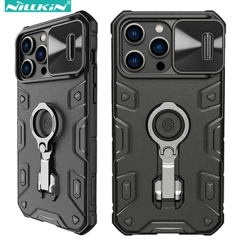 Magnetni Torbica Nillkin CamShield Armor Pro za iPhone 14 13 Pro Max, Prstenastog Držača, Klizač za Kamere, Poboljšana Zaštita, šok-dokaz Torbica