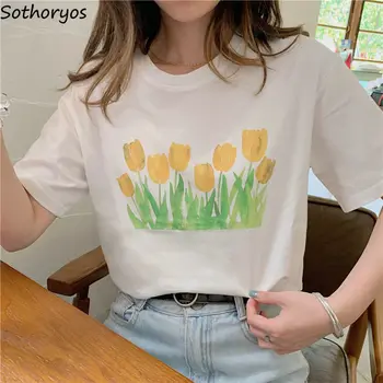 Majice Kratkih rukava Ženske Slatka Soft Slatke Studentske Cvjetni Harajuku Klasični Vintage Ulični Odjeća U Korejskom Stilu Ins Novo Proljeće