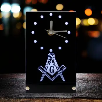 Masonski Mason Mason Elektronski Sat Stolni Масонские Znaci Kvadrat i Kompas Masonski Logo Sat Stolni Sat S Led pozadinskim Osvjetljenjem