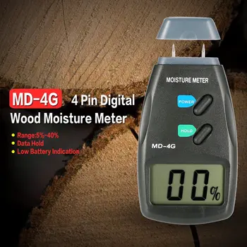 MD-4G 4 Kontakta Digitalni LCD Mjerač Vlage u drvu Analizator Vlažnosti 5%-40% Hygrometer Detektor Vlage Tester s Torbicom Za Pohranu