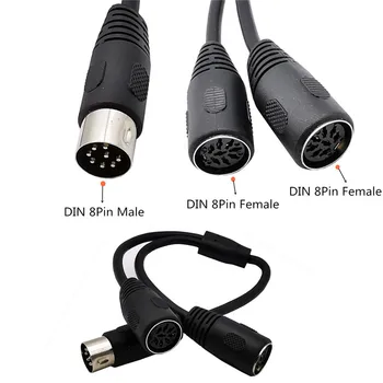 MIDI DIN 8-Pinski Fan-Y kabel Adapter 8-Pinski priključak na 2 prijenosna kabela 0,3 m