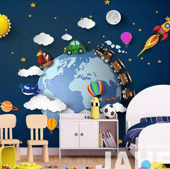 Milofi prilagođene 3D desktop freska fantasy zvijezda prazan oblak zemlja vlak je automobil balon raketa von zidne dekoracije desktop