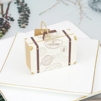 Mini kofer kutija čokolade Vjenčanje bombonijeru Rođendan kraft-papir torbu Stranke kutije za pakiranje svadbeni pokloni za goste