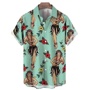 Moderna Muška Košulja u Retro stilu sa 3d Digitalni Ispis, Vintage Havajski Košulju, Muške Ulični Top Kratkih Rukava, Bez Majica Za Muškarce