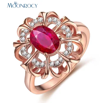 MOONROCY Vjenčano Prstenje Kubni Cirkonij Rose Gold Boja CZ Crystal Prsten Cvijet za Žene Poklon Za Djevojčice Pad Nakit Veleprodaja