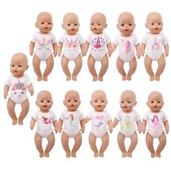 Najnoviji lutkarska odjeća, majica sa po cijeloj površini Sirena i Jednoroga, 43 cm, za novorođenčad, 18 inča, američka lutka za djevojčice, naša generacija