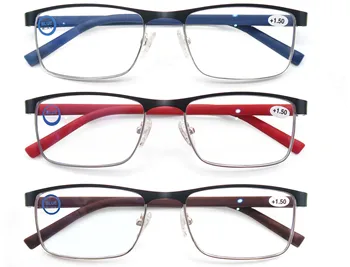 Naočale za čitanje u potpunosti okvir od nehrđajućeg čelika Modfans, metalne trg антисиневые naočale za čitanje i za muškarce i žene, s диоптриями.