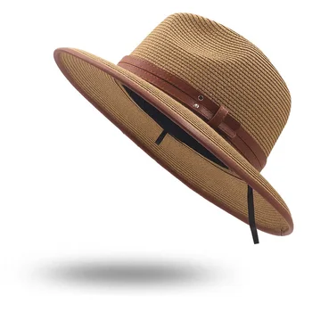 Nova Ljetna Muška šešir od sunca s pojasom, svakodnevni Panama za odmor, slamnati šešir, ženska Plaža jazz muška šešir, Sklopivi Шапо