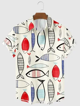 Nova riba kreativni pečat s kratkim rukavima u traku s po cijeloj površini ljetni odmor slobodna majicu s kratkim rukavima muška majica