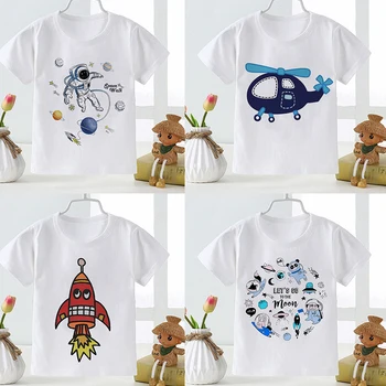 Nove ljetne Dječje majice s kratkim rukavima za dječake, Majice, Odjeću od 2 do 8 godina, Majice s po cijeloj površini Rakete-astronaut za malih Dječaka, Dječje Odjeće, Dječji Odijelo