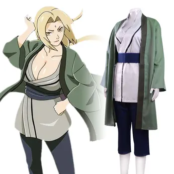 Novi Vrući Cosplay Odijelo Тсунаде Anime Cosplay Zeleni Kimono Kostim Za Noć Vještica Za Žene