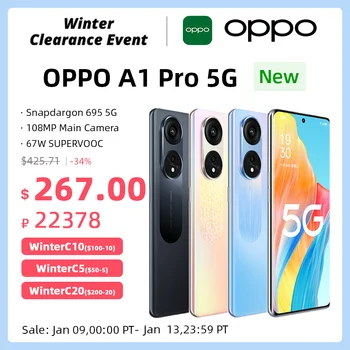 OPPO A1 Pro 5G Smartphone 8 GB, 128 GB i Snapdargon 695 Mobilni telefoni 108 Mp Glavna kamera 6,7 