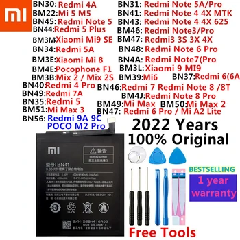 Original bateriju Xiaomi Mi Redmi Note Max Mix 2 A2 3 3S 3X 4 4X 4A 5 5A 5S 5X M5 6 6A 7 7A 8 8T 9 Baterije Mi9 SE Pro Plus Lite
