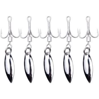 Pack of 5 Ribolov Treble Hooks with Spinner Blade Tail Spinner for Lures Baits Saltwater Fishing ribolov robu ribolov