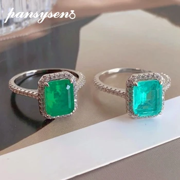 PANSYSEN 100% 925 Sterling Srebra 3 karat Smaragd Параиба Turmalin Prstenje s Dragim Kamenjem za Žene Nove Vintage Nakit Izravna Dostava