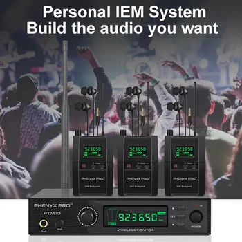 Phenyx Pro UHF Stereo Bežični sustav Аудиомонитора-liner s mogućnošću odabira Frekvencija Raspona 900 Mhz, spremna za priključivanje, montirana na Stalak za Povratak Scene