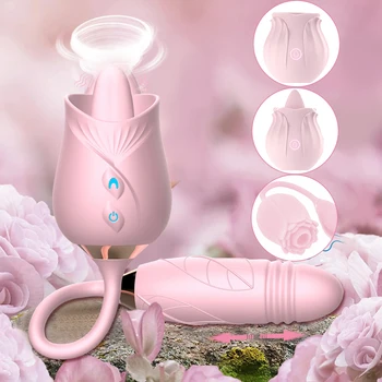 Pink Igračka, Push Vibrator, Dojenče Za Bradavice, Oralni Lizanje Jezik G-Točke, Klitoris, Stimulirajući Žensku Masturbaciju, Seks-Igračke Za Žene