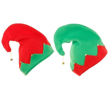 Plišani kapa Patuljak sa Dekoracijom u obliku Metalno Zvono za Božićne Kape-pomoćnici Djeda Mraza, kape jako kontrastnih boja