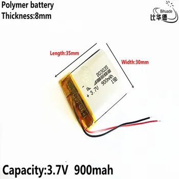 Polimer baterija 900 mah 3,7 U 803035 pametna kuća MP3 zvučnike Litij-ionska baterija za dvr, GPS, mp3, mp4, mobitel, dinamika