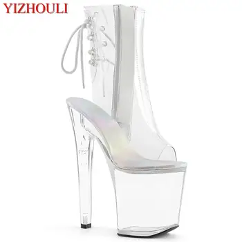 Potpuno prozirne cipele vjenčanje dužine 20 cm, 8-inčni modeliranje cipele na ukosnica, munja 
