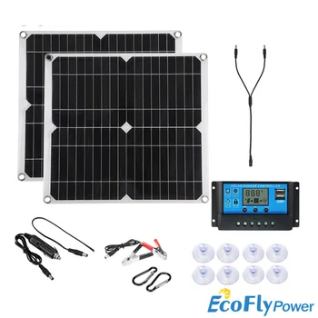 Pravi 25 W, 50 W Set Solarnih Panela Zajedno 12 USB Kontroler 10-30A Solarni paneli za Auto RV Brod Mobilni Telefon Punjač