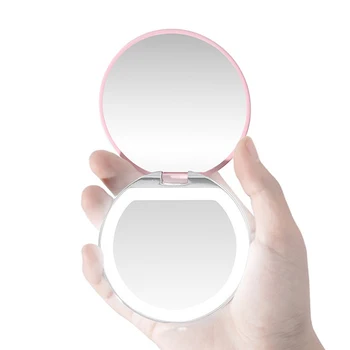 Prijenosni Mini Ogledala Za Šminkanje, Kompaktan Ručni USB Punjač Dva pregibno klizni i Ogledala za Šminkanje s Led pozadinskim Osvjetljenjem, Kozmetičko Ogledalo za Poklon