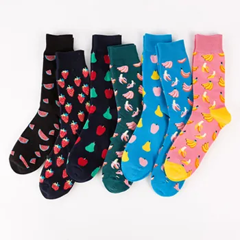 Proljeće Jesen Ženski Komplet Čarapa Sokken, Pamučne čarape s voćnim po cijeloj površini Sox za djevojčice školske dobi, 5 parova/lot, japanska moda Sokken