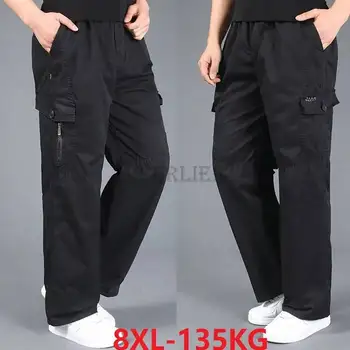 proljeće-ljeto Muške hlače-teretni sa džepovima na munje, pamučne hlače veličine 6XL 7XL 8XL, svakodnevne ulične hlače, ravne hlače, slobodan mferlier