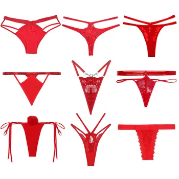 Prozirne Crvene Lacy Gaćice-Tange S Niskim Strukom, Držači Tange, Prozirne Bešavne Gaćice-Bikini, Donje Rublje, Tangar, Hilo Mujer