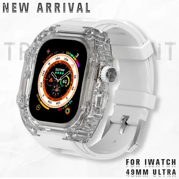Prozirni Oštrica za Apple Watch 49 mm 44 mm 45 mm Фторкаучук Correa za Iwatch Serije Ultra 8 7 6 5 4 Se Gradski Sportski Mod Kit