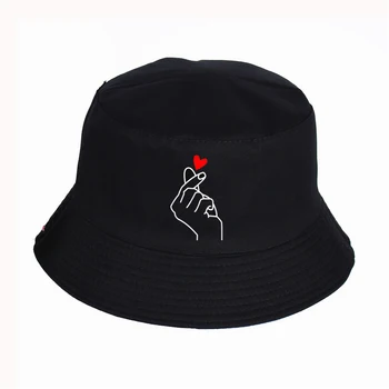 Prst Srce Ispis Kantu Kape Ljeto pop harajuku Žene Muškarci ribar šešir Vanjski štitnik za sunce kapu riblja šešir