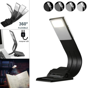 Punjiva led Lampa za e-knjige, Fleksibilan i Podesiv Ugrađeni USB kabel, Slabo punjenje, Fleksibilna lampa za čitanje s kopčom za knjige u krevetu