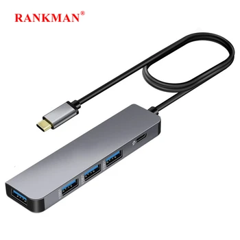 Rankman Type C Hub USB-C 3,0 2,0 Adapter priključne Stanice za MacBook Samsung S20 Dex Xiaomi 11 PS5 HDTV Nintendo Switch Miš