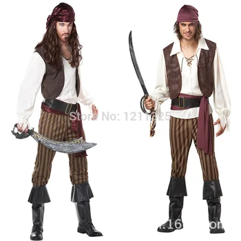 Razbojnik, Gusar Halloween kostime Muškarci Pirati s Kariba pirate odjeća debeli ljudi se oblače u uniforme