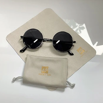 Retro Vintage Male Kružne Polarizirane Sunčane Naočale Gospodo Marke Dizajnerske Sunčane Naočale Ženske Metalne Rimless Crne leće za Naočale Za Vožnju UV400