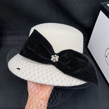 sezona francuski elegantna bijela mornarska марлевая ženski šešir-kantu s lukom, funky kapa, šešir