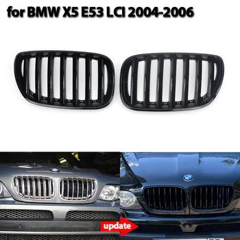Sjajna Crna Prednja Hauba Zatajenje Rešetka Roštilja ABS Kompatibilan za BMW X5 E53 INICIJATIVA 2004 2005 2006 Auto Oprema