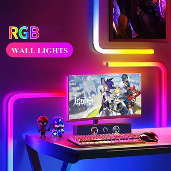 Smart Glide RGBIC Zidna Svjetiljka uz Sinkronizaciju Glazbe, Led noćno svjetlo za Igre, Svjetla, televizora, Kućnog tekstila, Radi Alexa i Google Assistant
