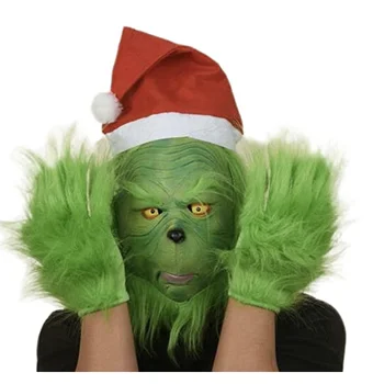 Snailify Božićno Odraslog Zelena Maska Monstruma I Rukavice Djed Mraz Elf Cosplay Rekvizite Lateks Maska Za Karneval Purim Маскарадное Haljina