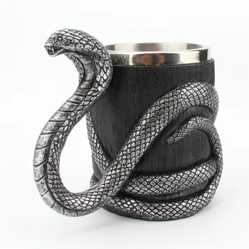 Srebrno-crna Kobra Cup od nehrđajućeg čelika smola dupli sloj bubalo uredski i genetika šalica demitasse bubalo šalica šalica čelik