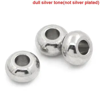Stezni perle od nehrđajućeg čelika, okruglog srebrne boje promjera 5 mm, otvor: oko 2 mm, 100 kom (B24899)