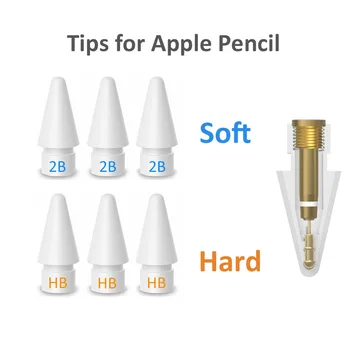 Stopice za olovke Apple Olovka 1. / 2. generacije, 4/6/12 kom., savjet za Apple olovka, savjet za olovka za iPad, 2B / HB, kao što je meka, tako i tvrdo