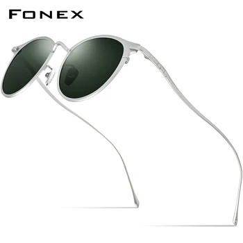 Sunčane Naočale FONEX od Čistog Titana, Gospodo Berba Male Kružne Polarizirane Sunčane Naočale za Žene, Novo 2019, Klasicni Slr UV400 Nijanse 8509
