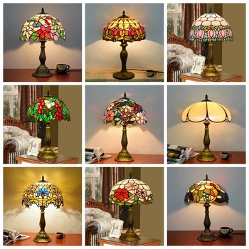 Turska Lampe za Tiffany Olovnog Stakla sa Стрекозами Vintage Lampe Spavaća soba Mediteranski Restoran Kućni Deco Rasvjeta