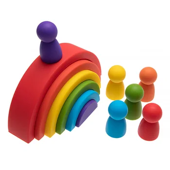 TYRY.HU Novi Rainbow Silikon je Gradbeni Blok Dječji Silikon Прорезыватель Bez BPA Mekan Silikon Blok Razvojne Igračke Baby Darove
