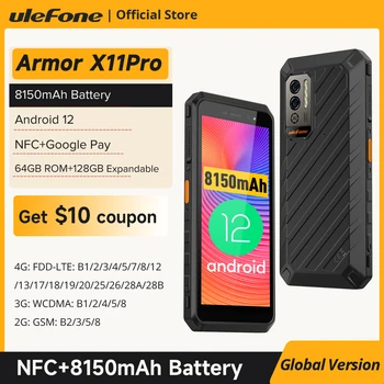 Ulefone Power Armor X11 Pro Robustan Telefon 8150 mah 64 GB ROM-Vodootporni Pametni telefon NFC 2,4 G/5G WiFi Mobilni telefoni Globalna verzija