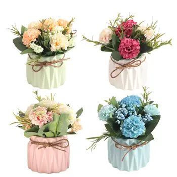 Umjetno Cvijeće Bonsai Umjetne Biljke Cvjetovi Hortenzija Mini Biljka U Saksiji za Vjenčanje Ukras Kuće Blagdanskog Stola