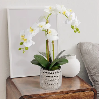 Umjetno Cvijeće Leptir Buket Orhideja Lažni Biljke Phalaenopsis Za Uređenje Doma Dvorište Večernje Vjenčanje Nakit Pribor