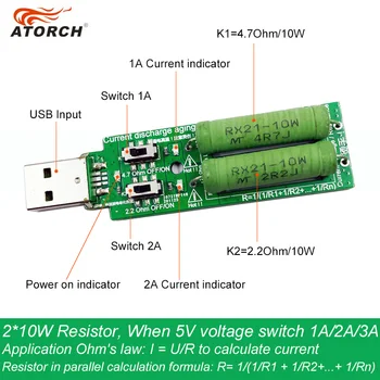 USB Mini E-Opterećenje Otpornost Na Starenje Punjač 5 U 3A/2A/1A Power Bank Punjač Indikator Pražnjenja Mobilni Tester Snage
